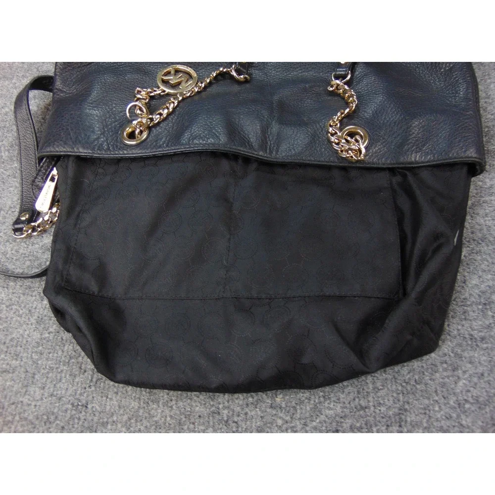 Michael Kors Black Pebbled Leather Chain Strap‎ Tote Shoulder Bag Designer Purse
